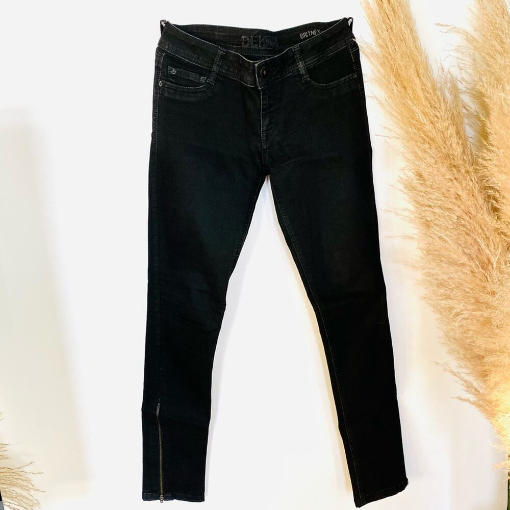 DL1961 REVOLVE Britney Slim Straight Black Denim Mid Rise Zipper Skinny Jeans 28